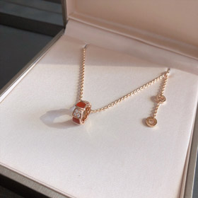 Bulgari diamond snake bone wheel necklace-3567